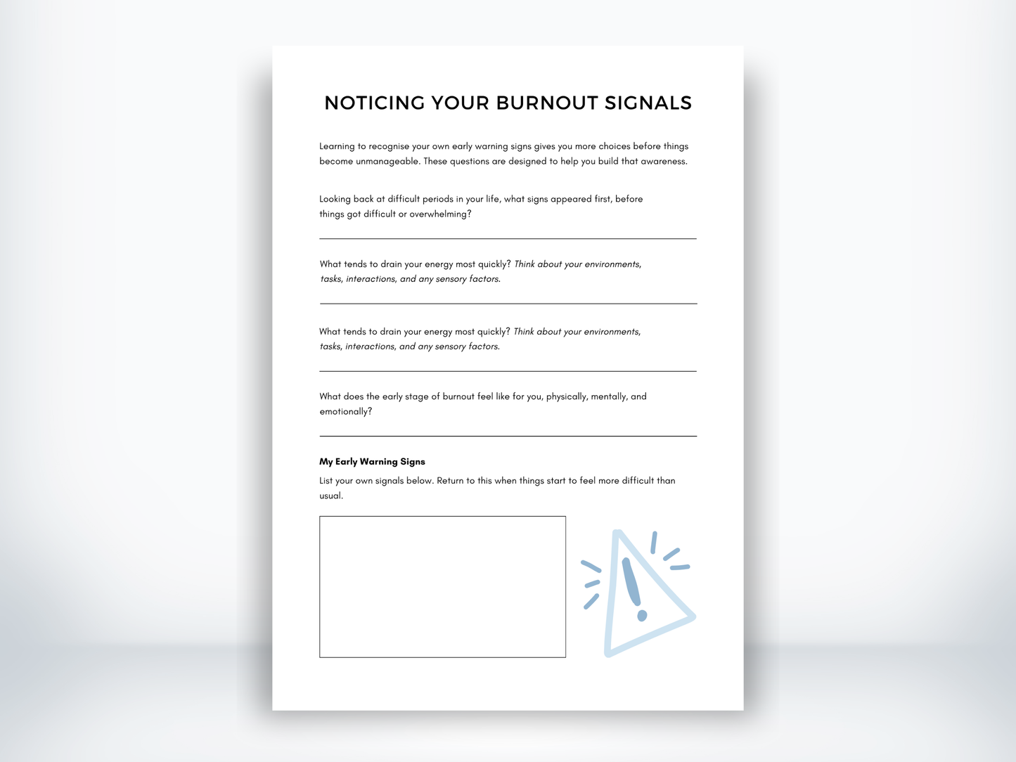 Noticing Your Burnout Signals for Autistic Burnout PDF