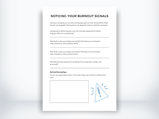 Noticing Your Burnout Signals for Autistic Burnout PDF