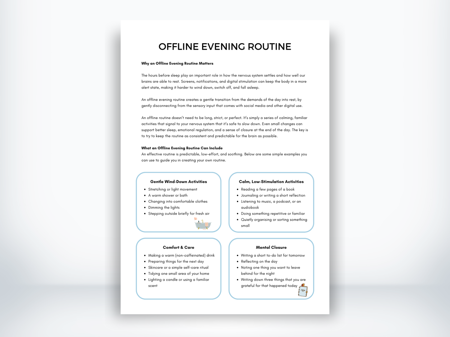 Offline Evening Routine Worksheet PDF