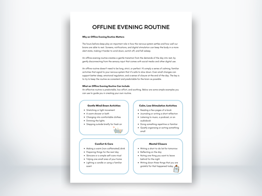 Offline Evening Routine Worksheet PDF