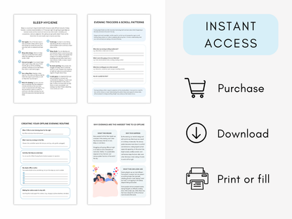 Offline Evening Routine & Digital Wellbeing Worksheets