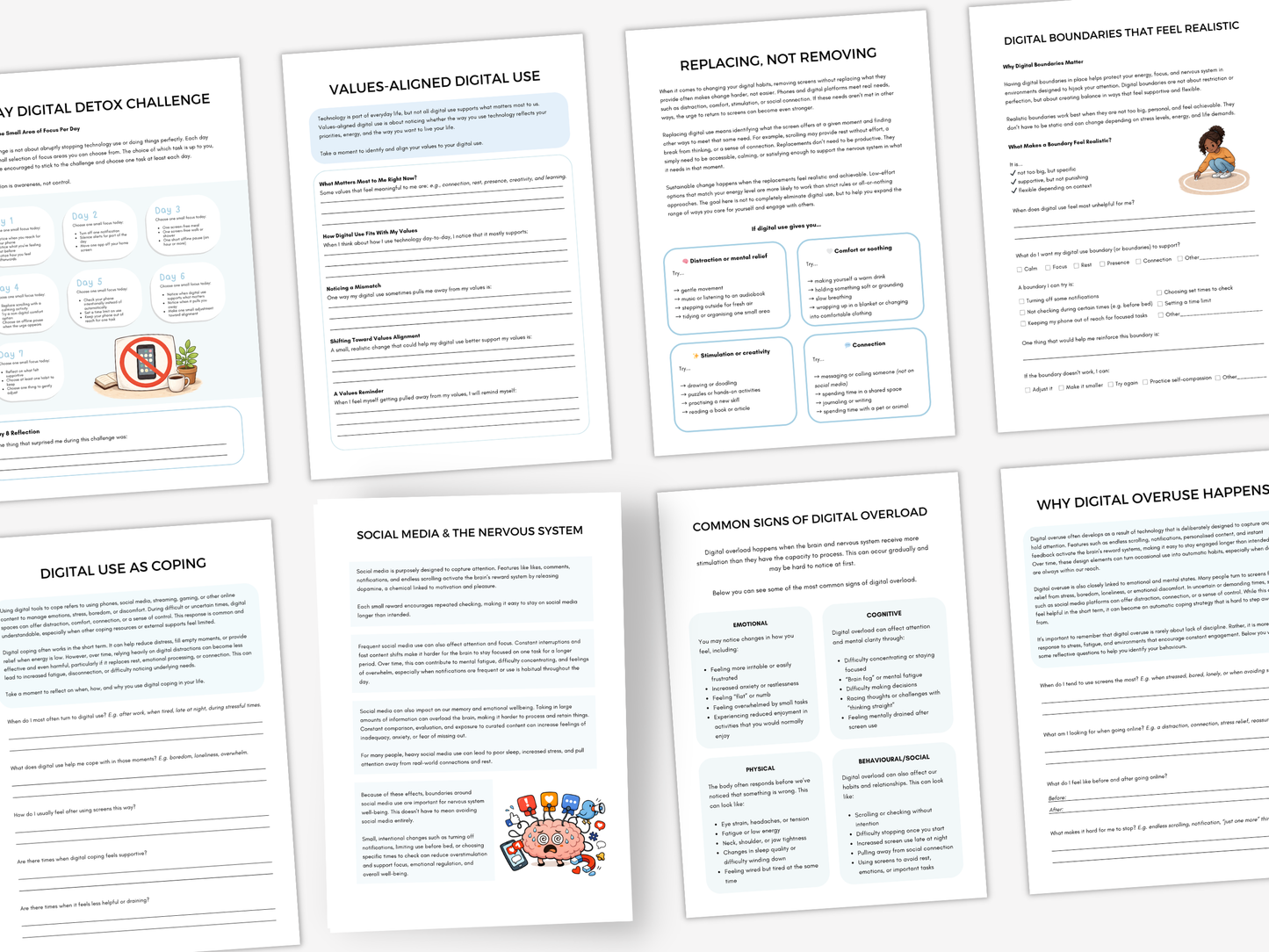 Offline Evening Routine & Digital Wellbeing Worksheets