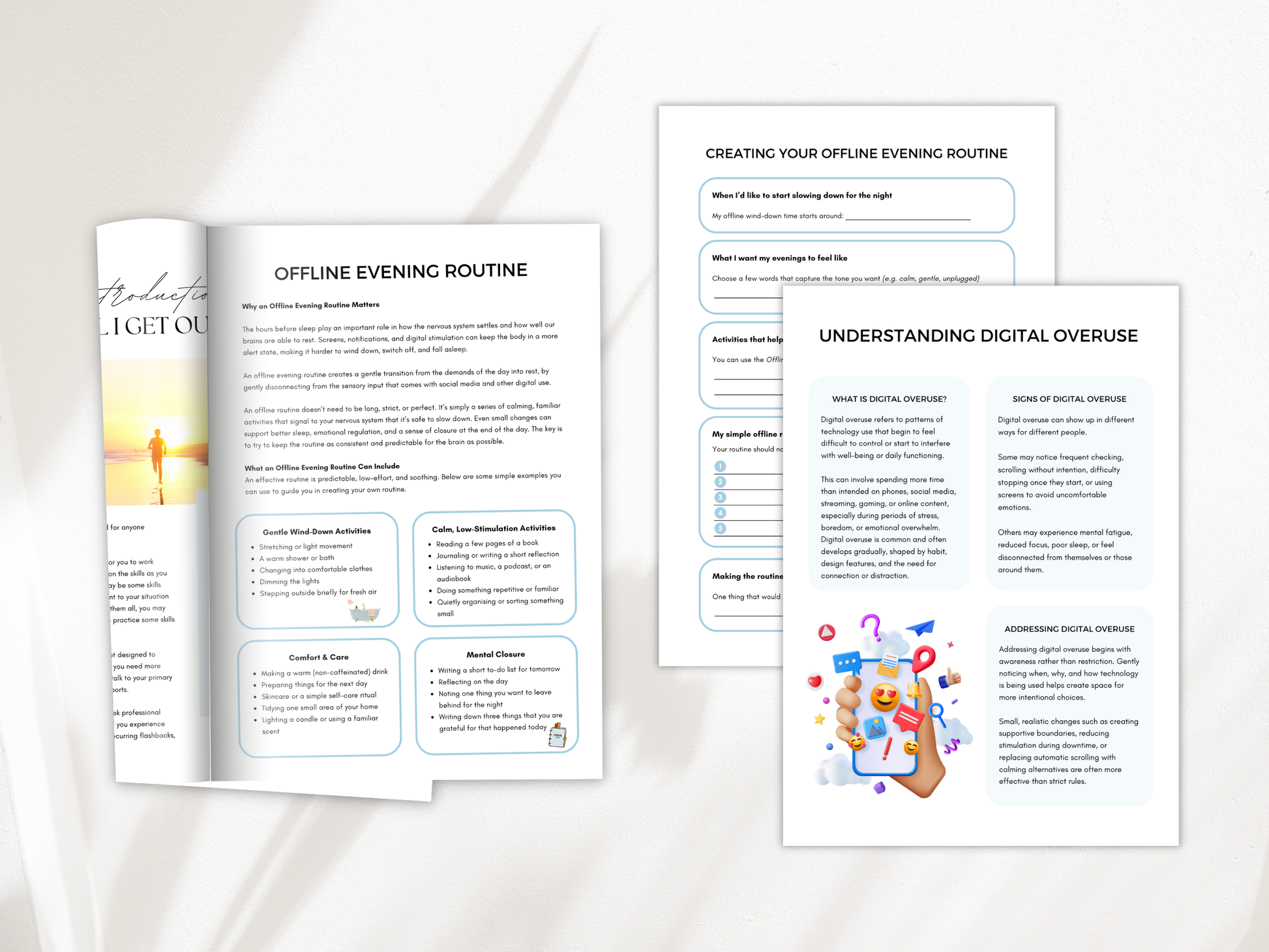 Offline Evening Routine & Digital Wellbeing Worksheets