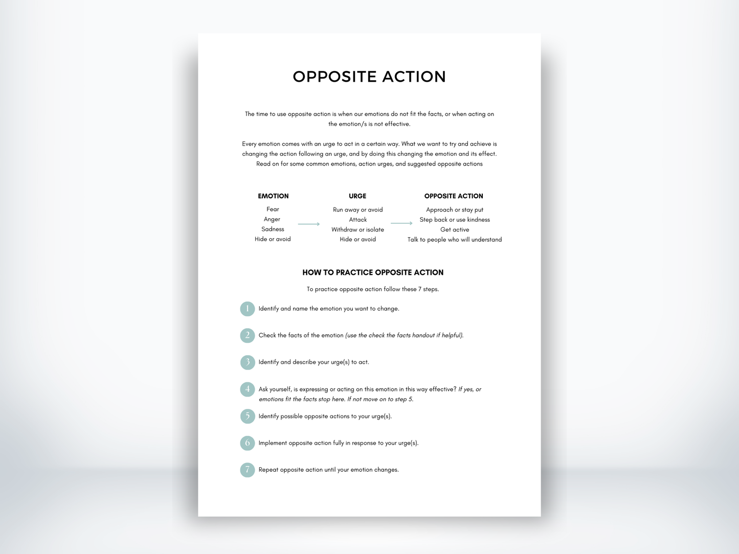 Opposite Action DBT Skills PDF