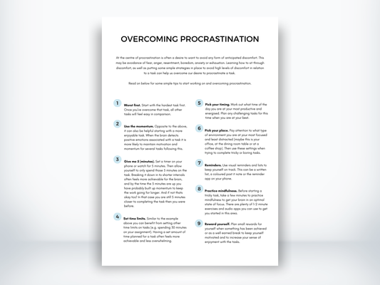 Overcoming Procrastination Worksheet PDF