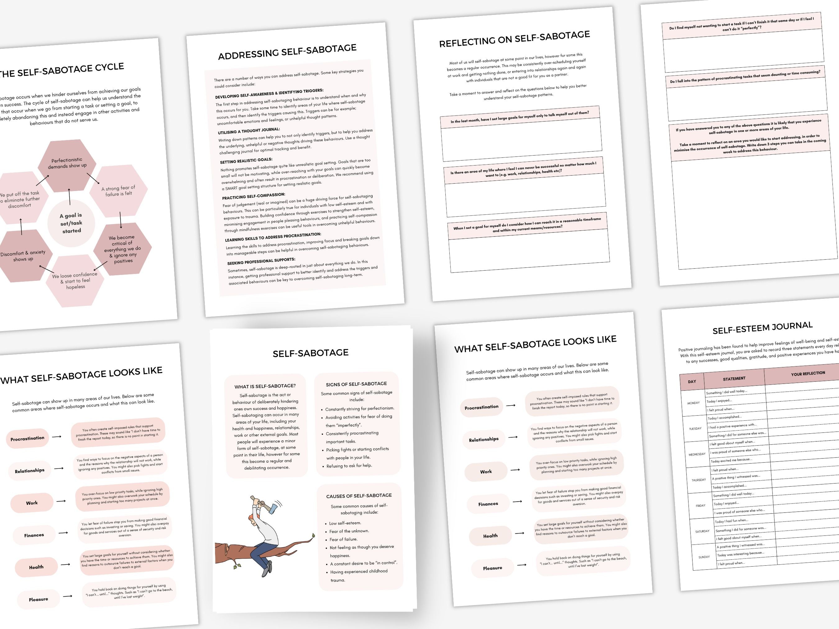 Overcoming Self-Sabotage Worksheets | My Thriving Mind