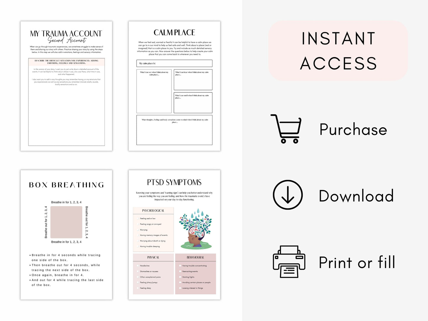 PTSD Worksheets Bundle PDF