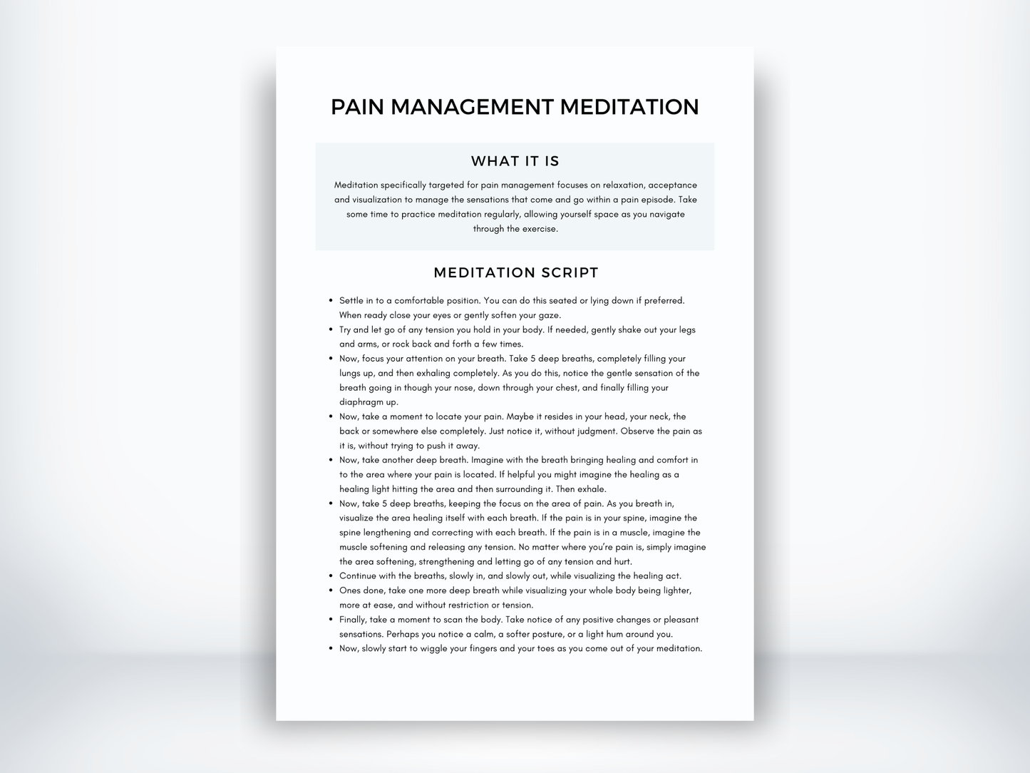 Pain Management Meditation Script PDF
