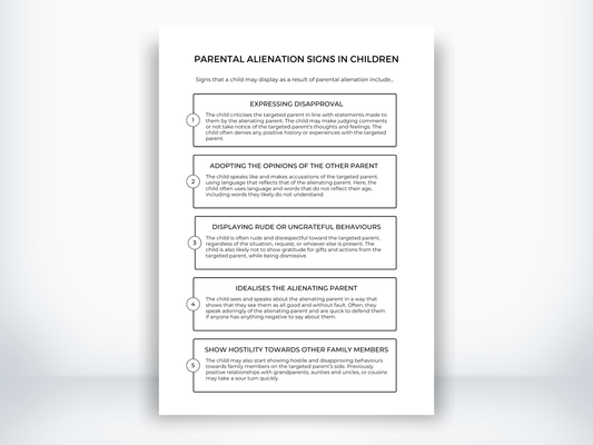 Parental Alienation Signs In Children Worksheet PDF