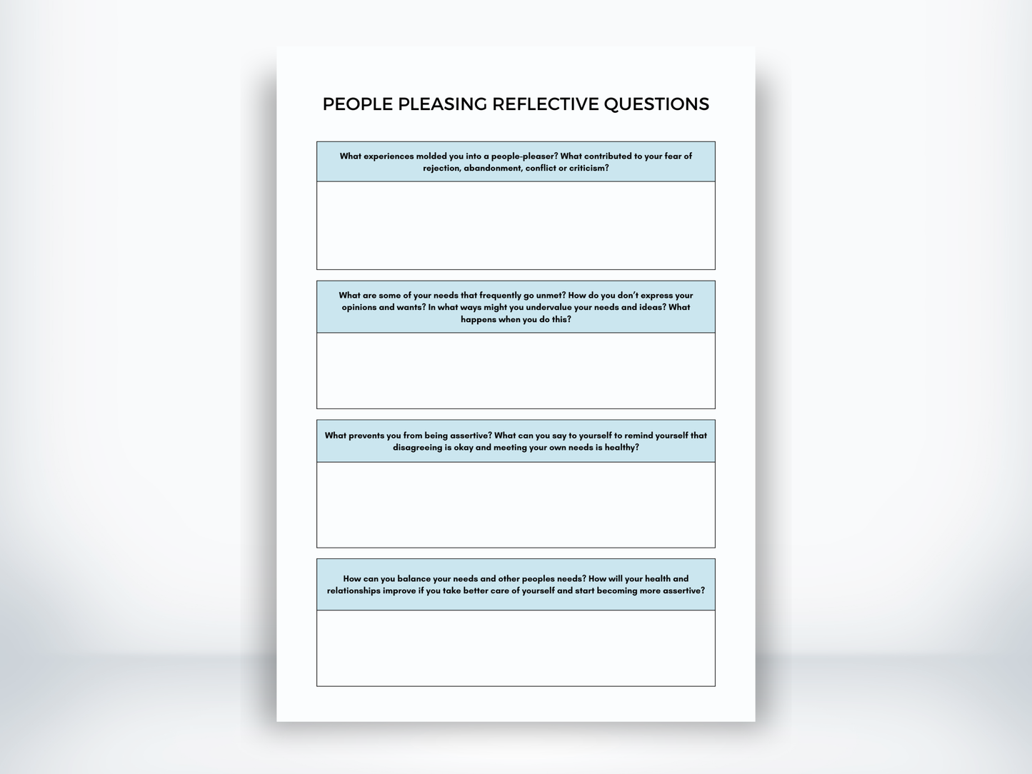 People Pleasing Reflective Questions Worksheet PDF