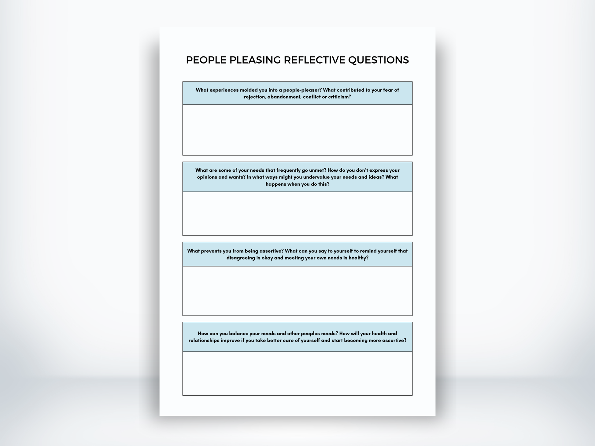 People Pleasing Reflective Questions Worksheet PDF