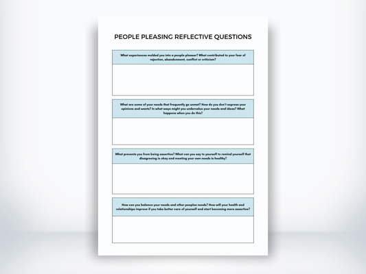 People Pleasing Reflective Questions Worksheet PDF