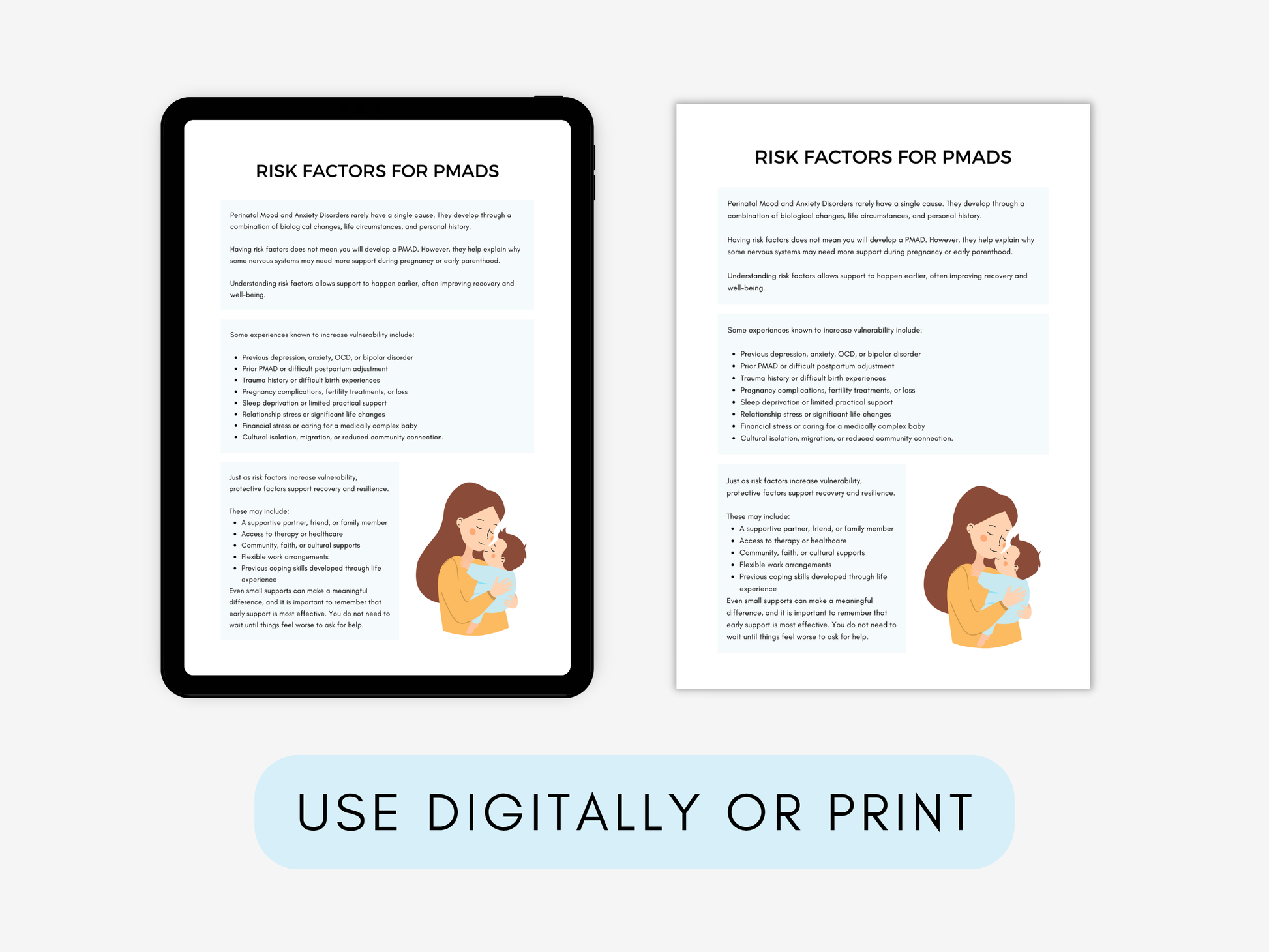 Perinatal Mood & Anxiety Disorders (PMADs) Worksheets