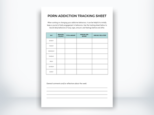 Porn Addiction Tracking Sheet PDF
