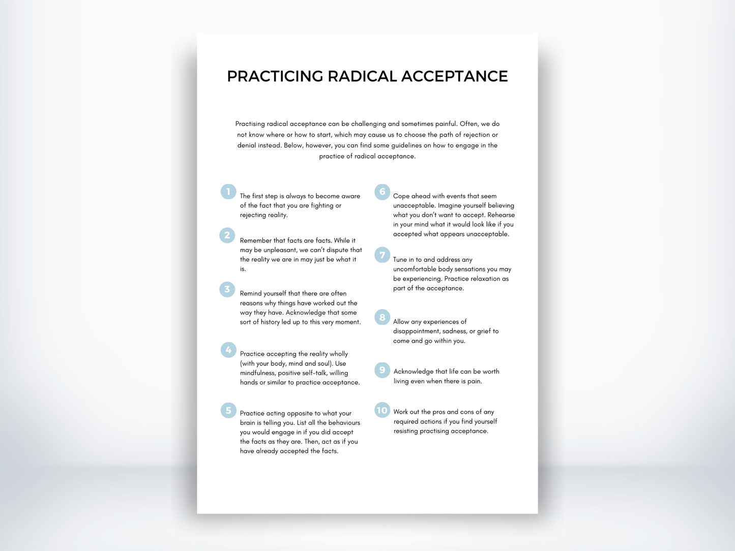 Practicing Radical Acceptance DBT Skills PDF