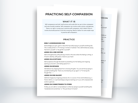 Practicing Self-Compassion Worksheet PDF