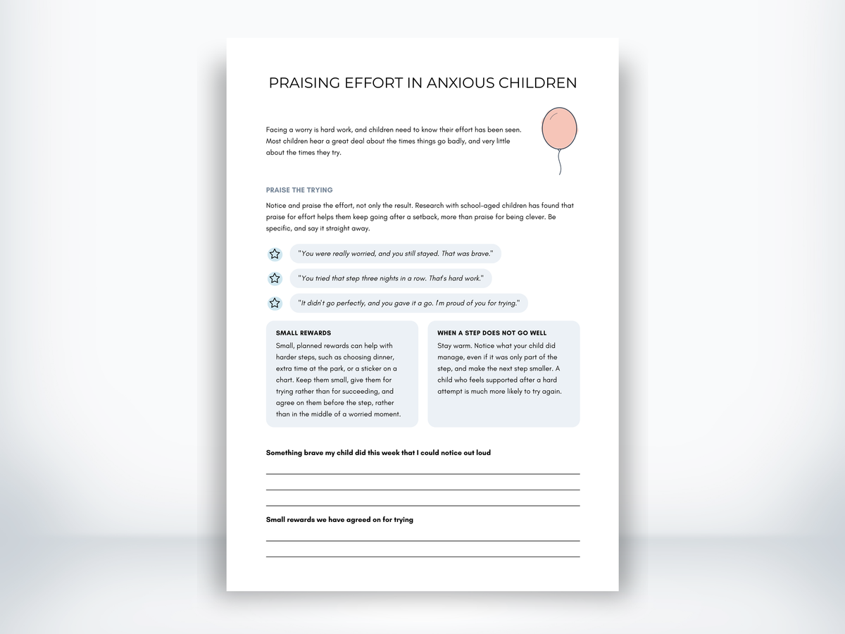 Praising Effort in Anxious Children PDF - My Thriving Mind