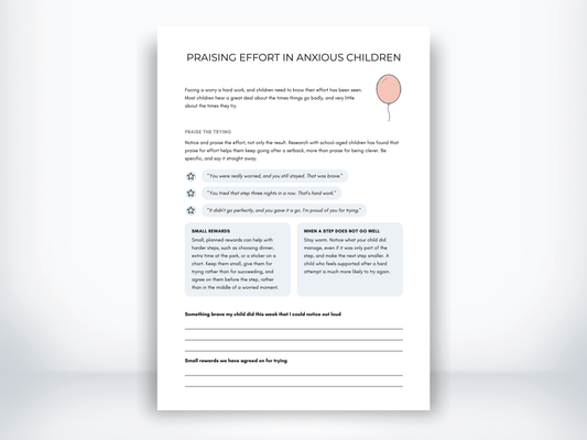 Praising Effort in Anxious Children PDF - My Thriving Mind
