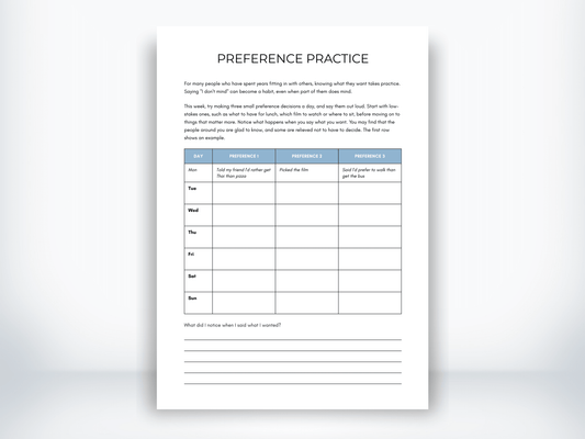 Preference Practice PDF - My Thriving Mind