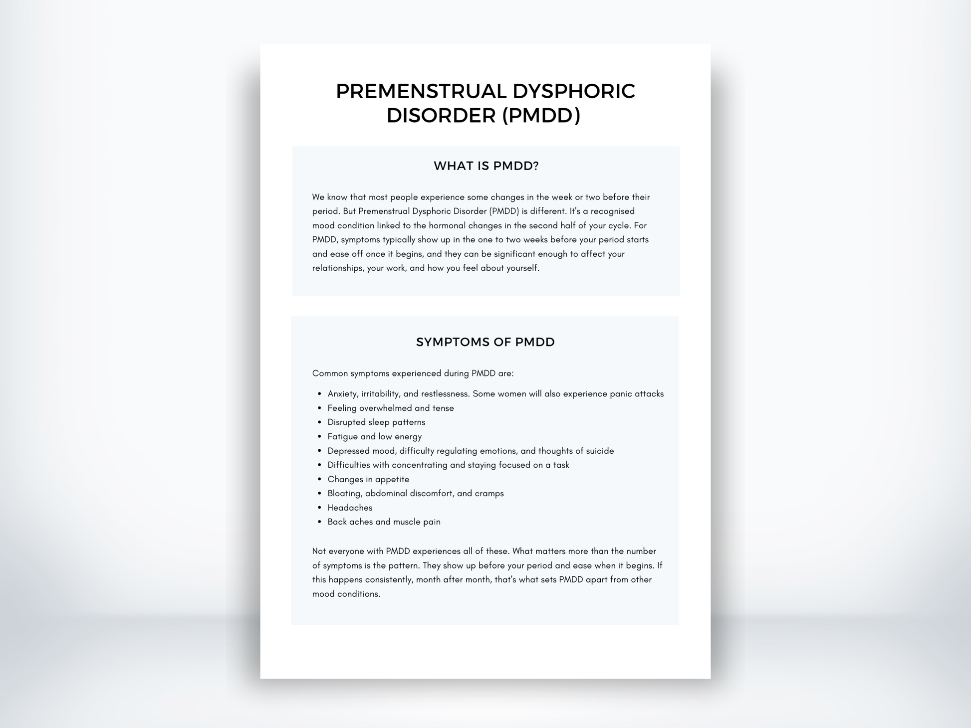 Premenstrual Dysphoric Disorder (PMDD) PDF