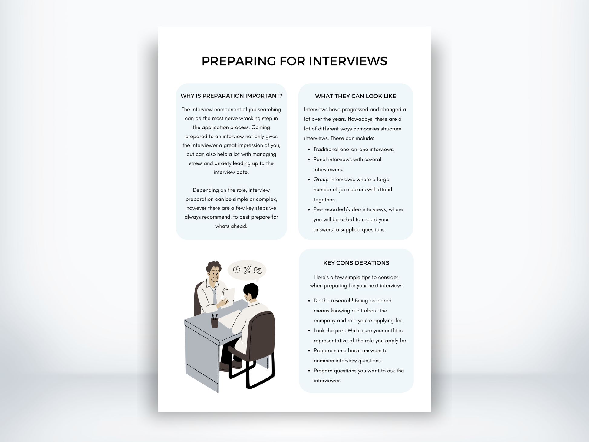 Preparing for Interviews Worksheet PDF