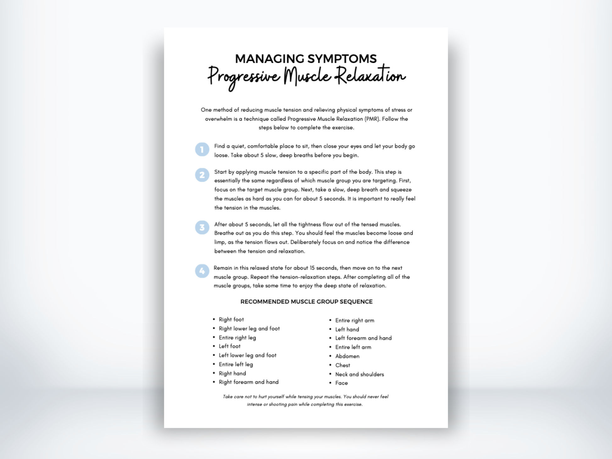 Progressive Muscle Relaxation Script PDF