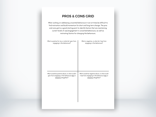 Pros & Cons Grid for Problem Solving Worksheet PDF