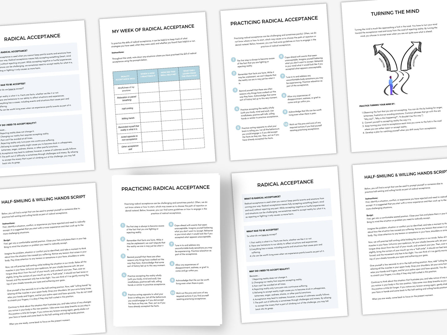 Radical Acceptance Therapy Worksheets