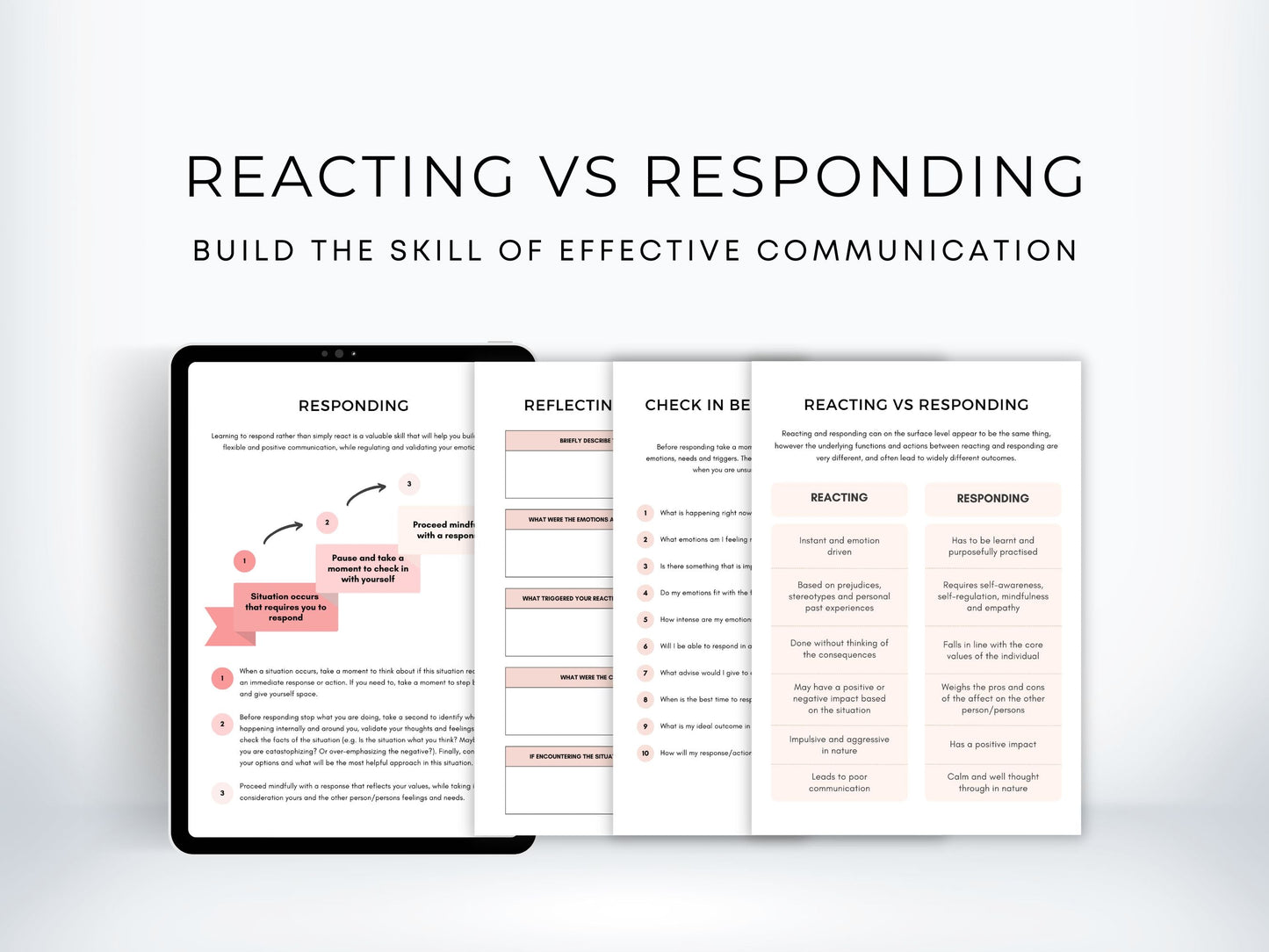 Reacting vs Responding Worksheets PDF