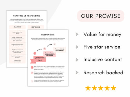 Reacting vs Responding Worksheets PDF