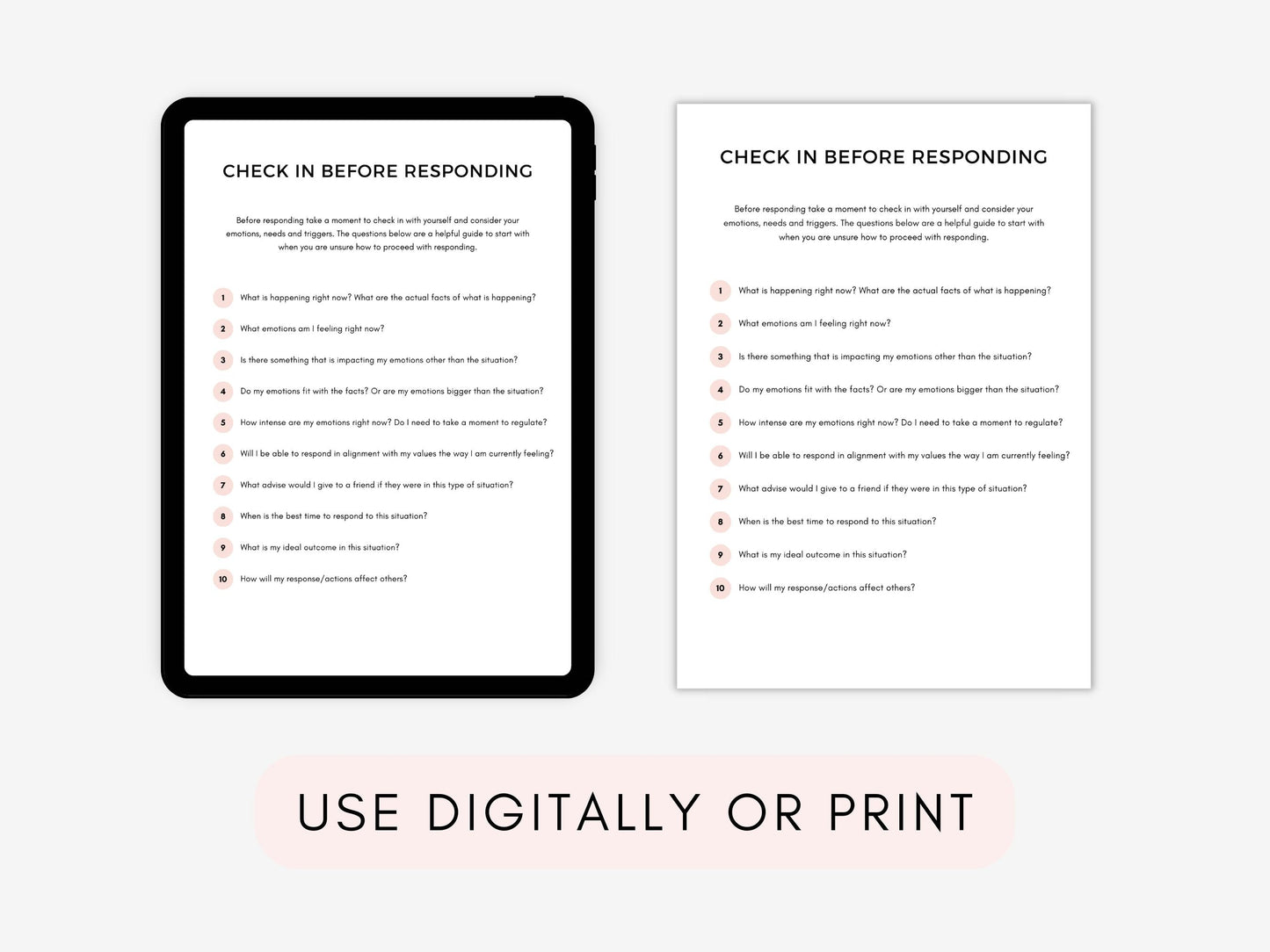 Reacting vs Responding Worksheets PDF