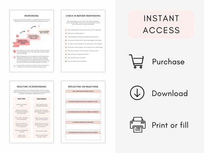 Reacting vs Responding Worksheets PDF