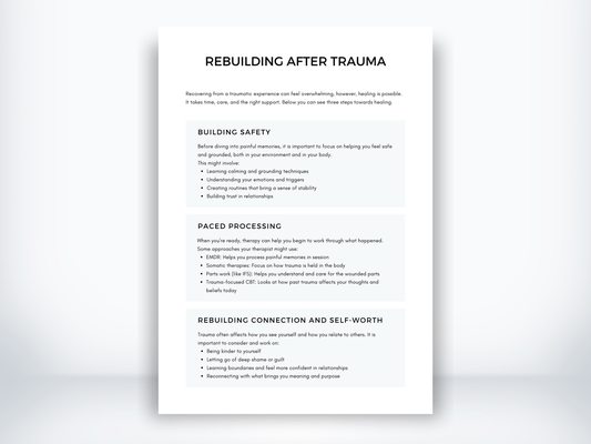 Rebuilding After Trauma Worksheet PDF