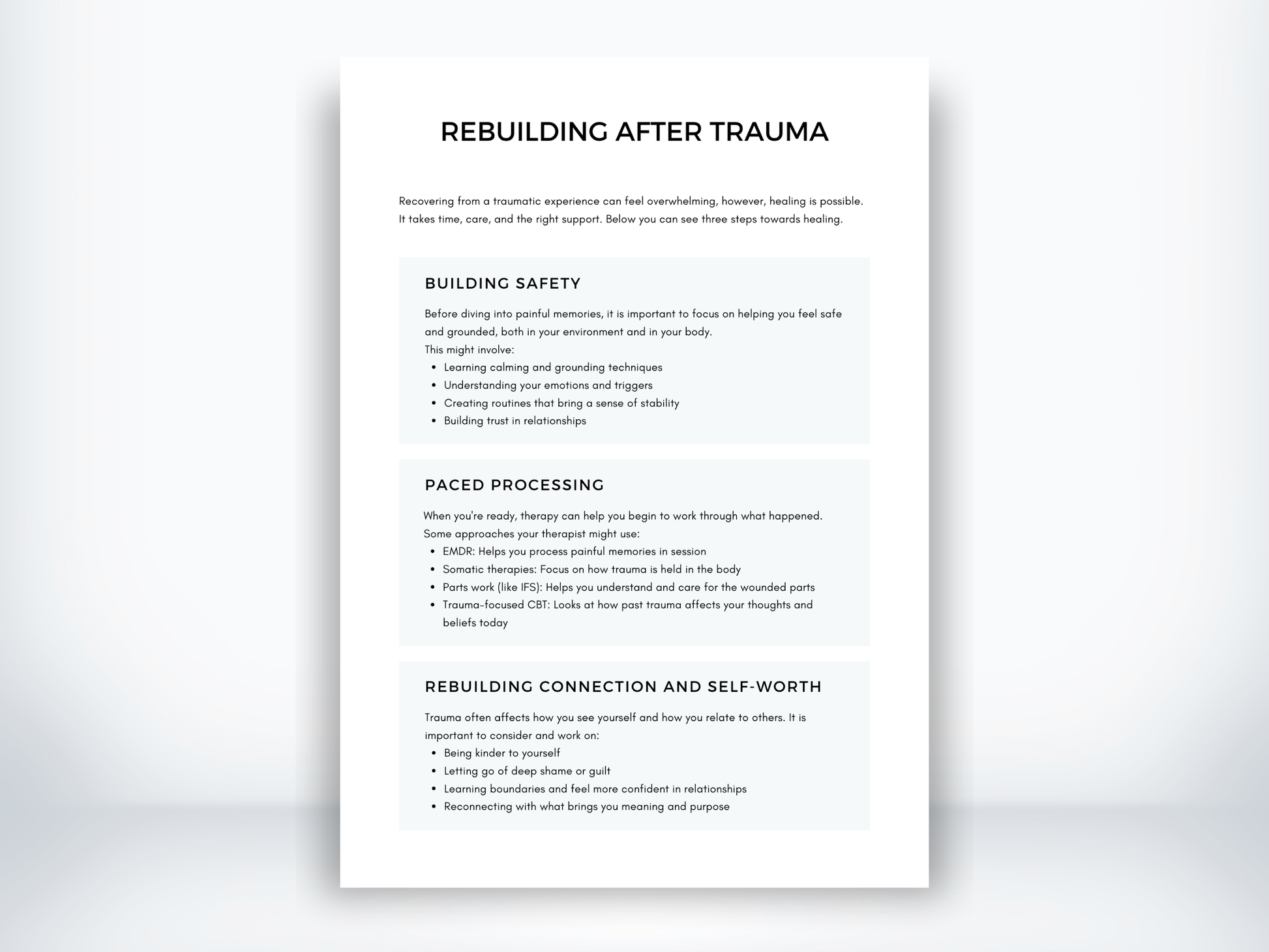 Reclaiming Agency and Future Preparation After a Traumatic Birth Worksheet PDF