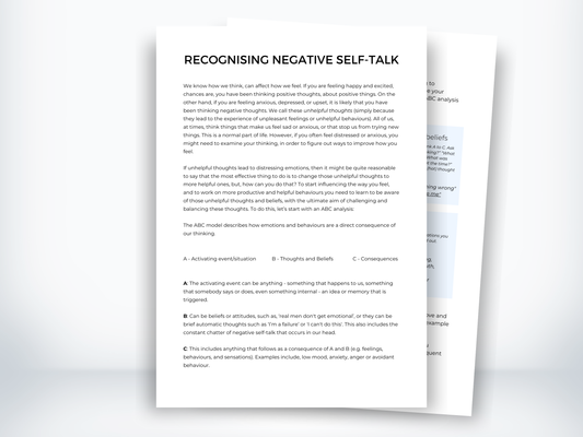 Recognising Negative Self-Talk Worksheet PDF