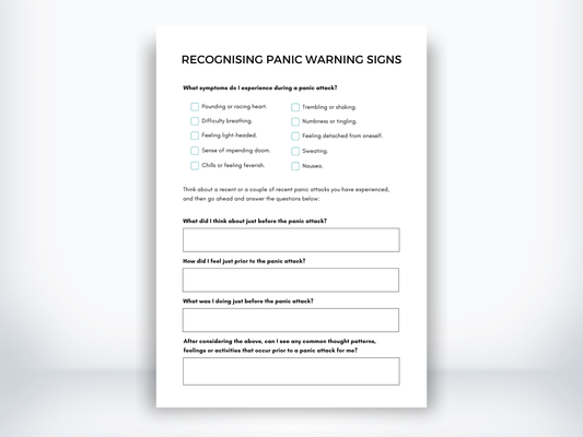 Recognising Panic Warning Signs Worksheet PDF