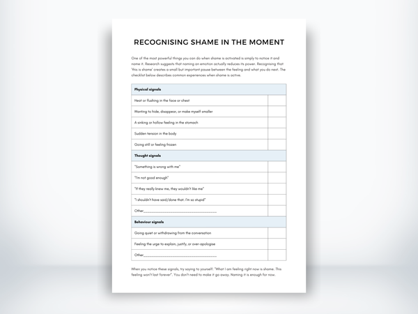 Recognising Shame in the Moment PDF