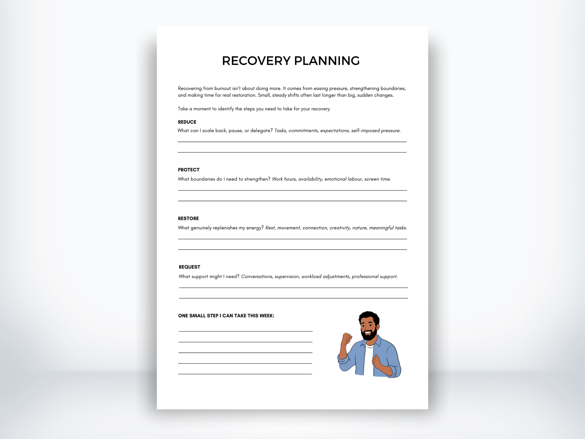 Recovery Planning Worksheet PDF