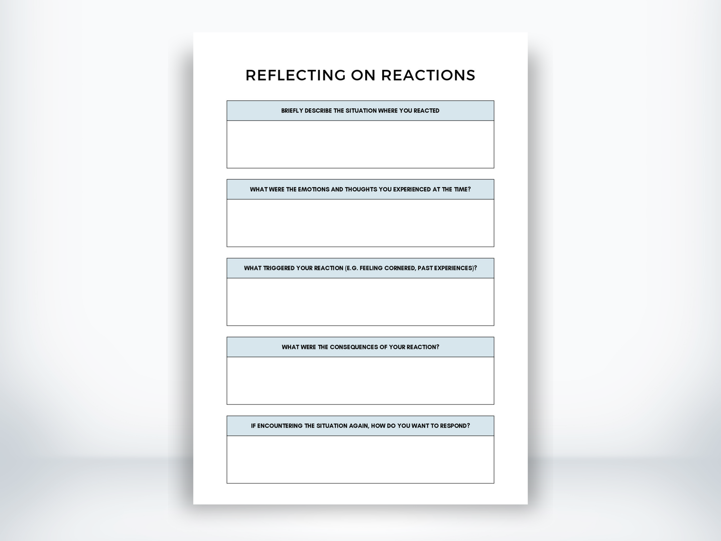 Reflecting On Reactions Worksheet PDF