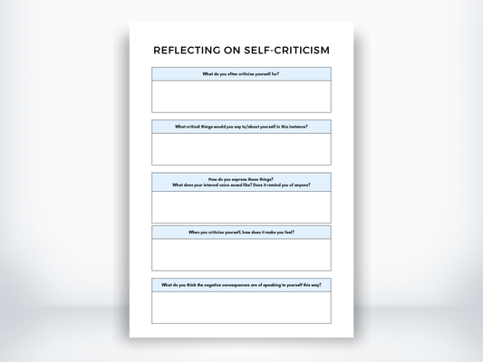 Reflecting On Self-Criticism Worksheet PDF