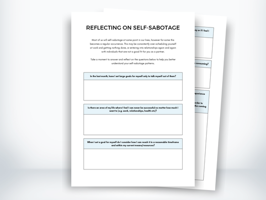 Reflecting On Self-Sabotage Worksheet PDF