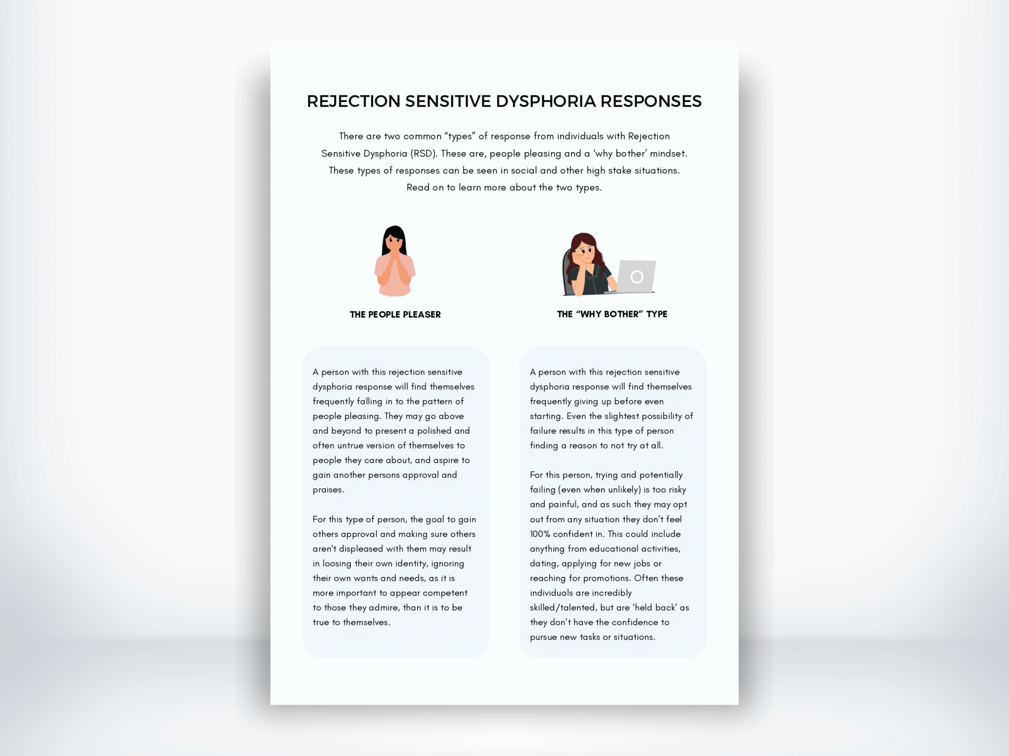 Rejection Sensitive Dysphoria Responses Worksheet | My Thriving Mind