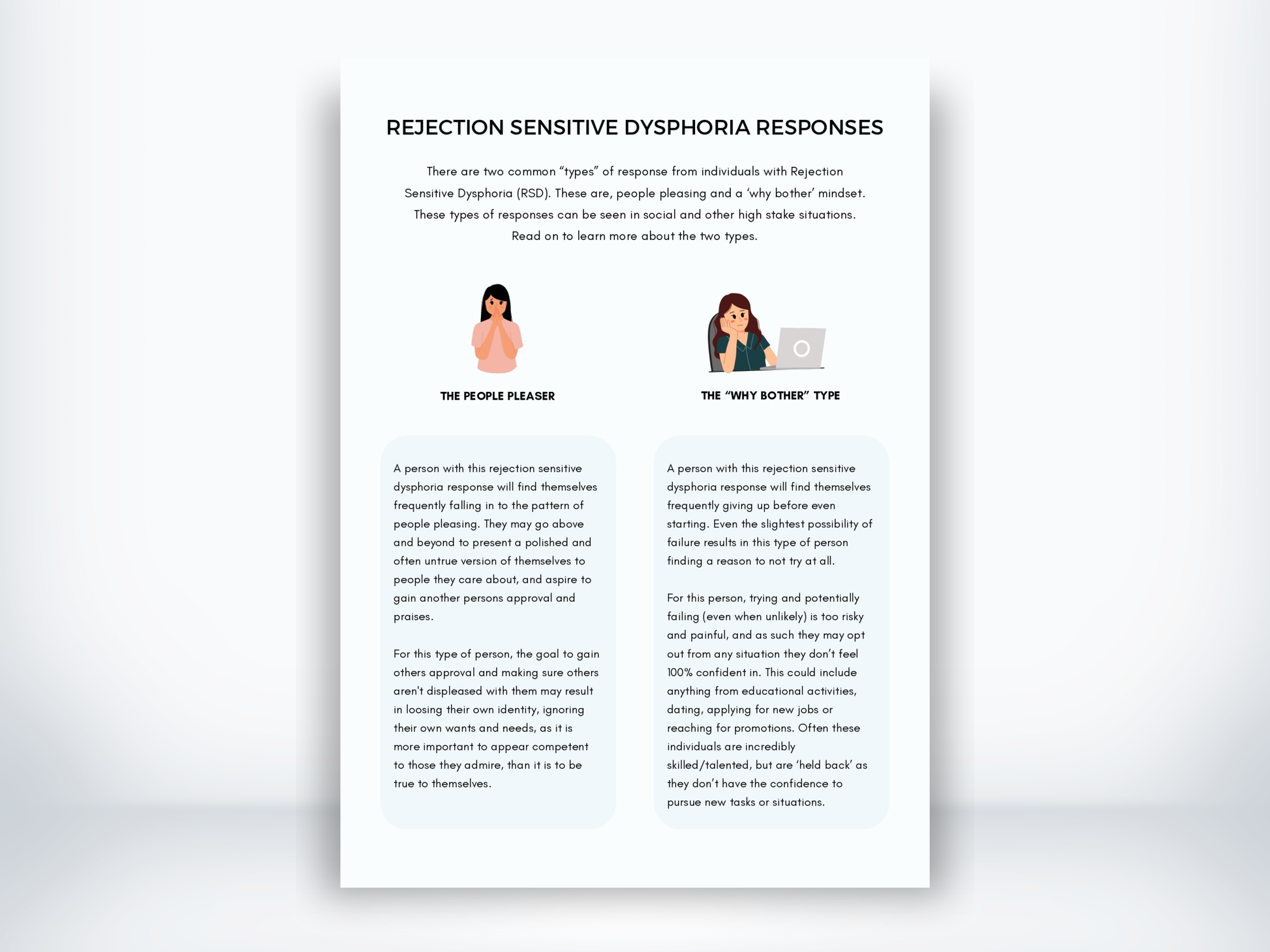 Rejection Sensitive Dysphoria Responses Worksheet PDF