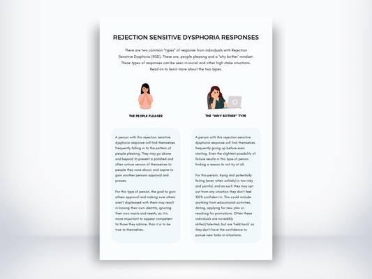 Rejection Sensitive Dysphoria Responses Worksheet PDF