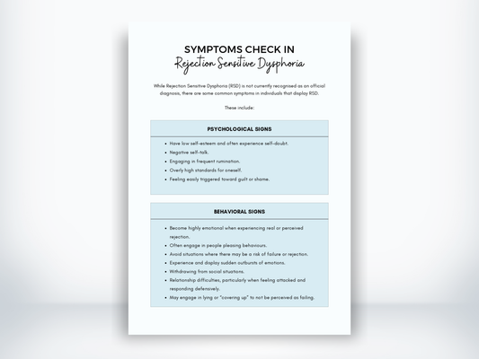 Rejection Sensitive Dysphoria Symptoms PDF