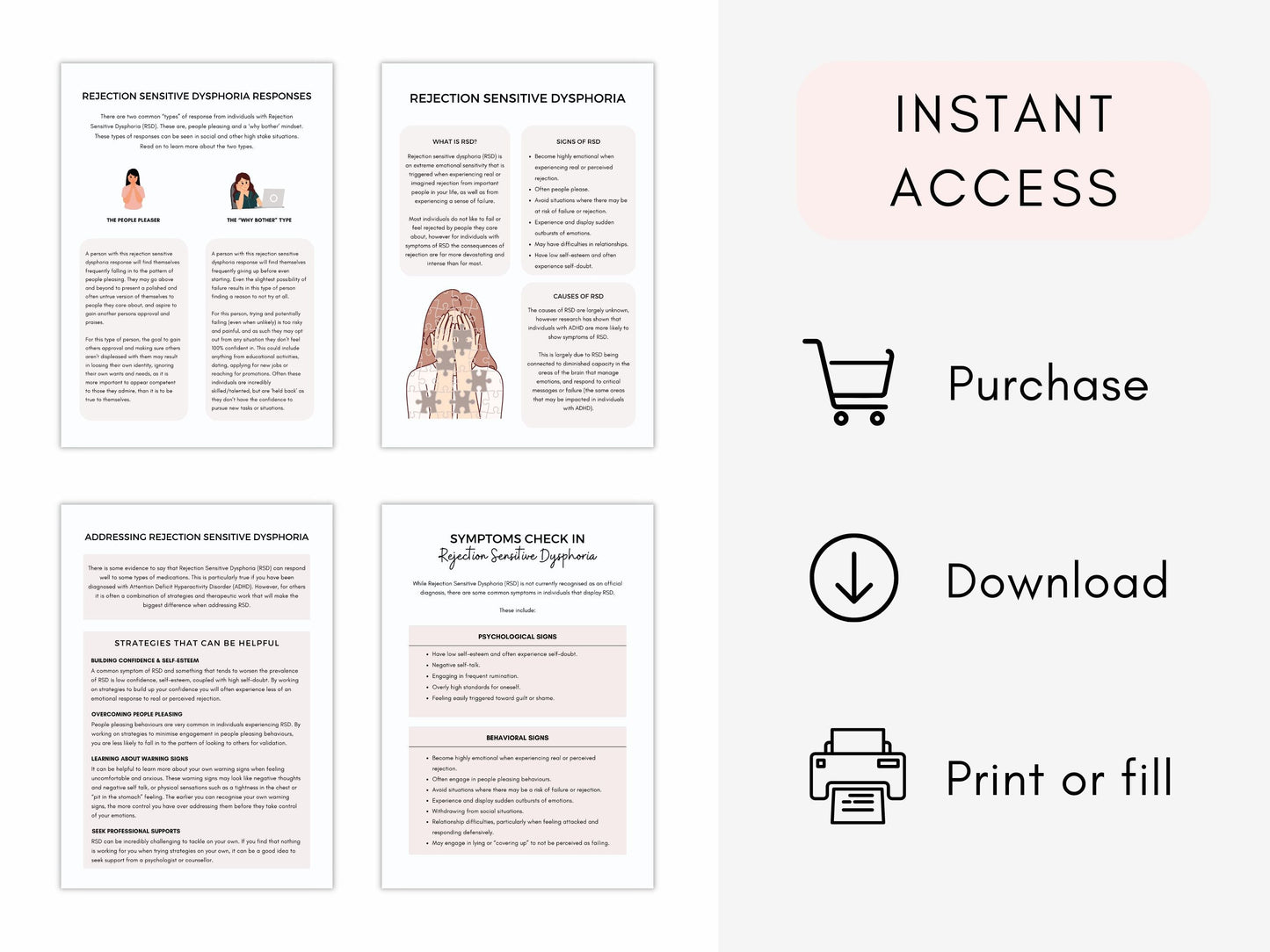 Rejection Sensitive Dysphoria Worksheets PDF