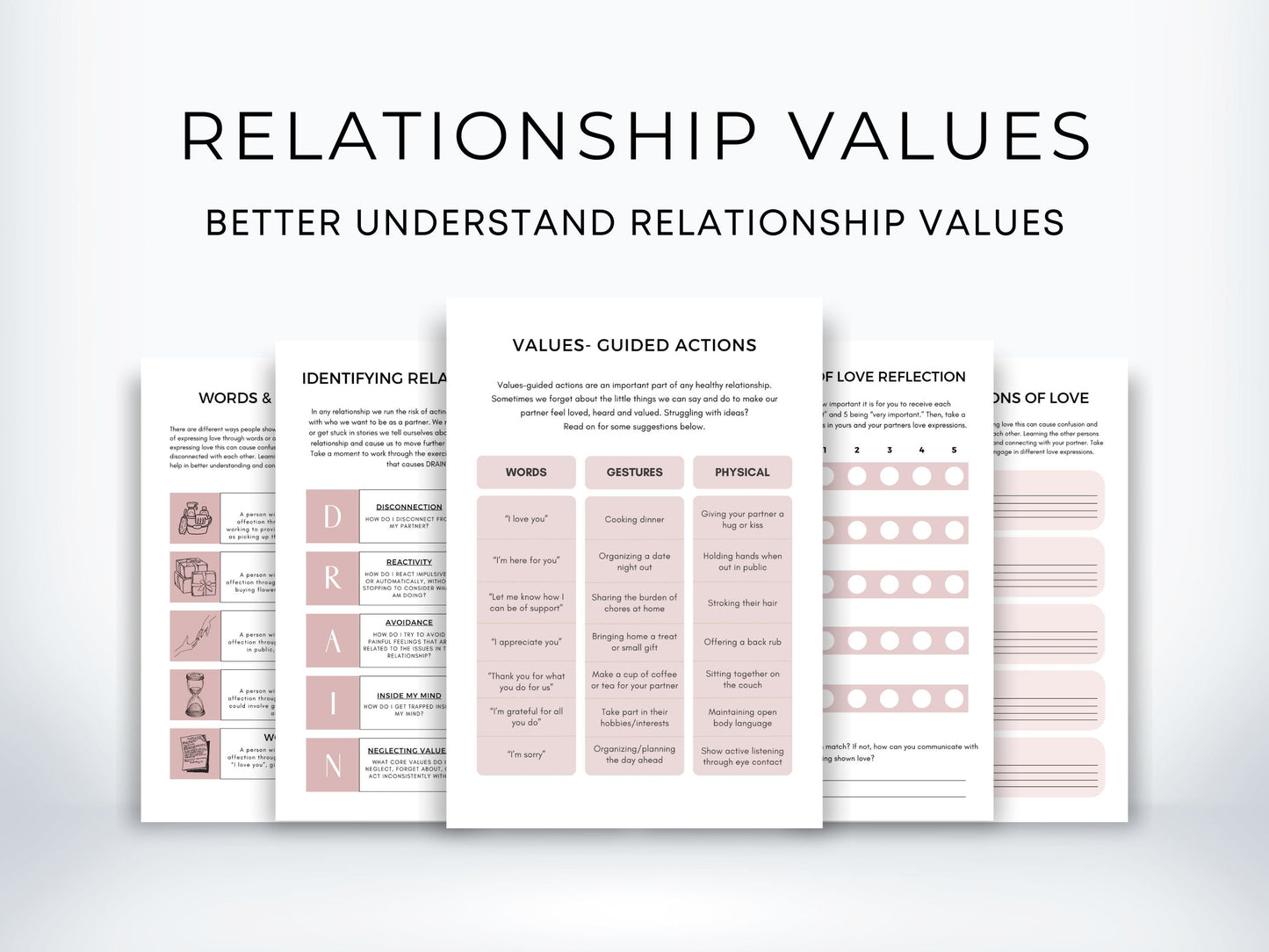 Relationship Values Worksheets PDF