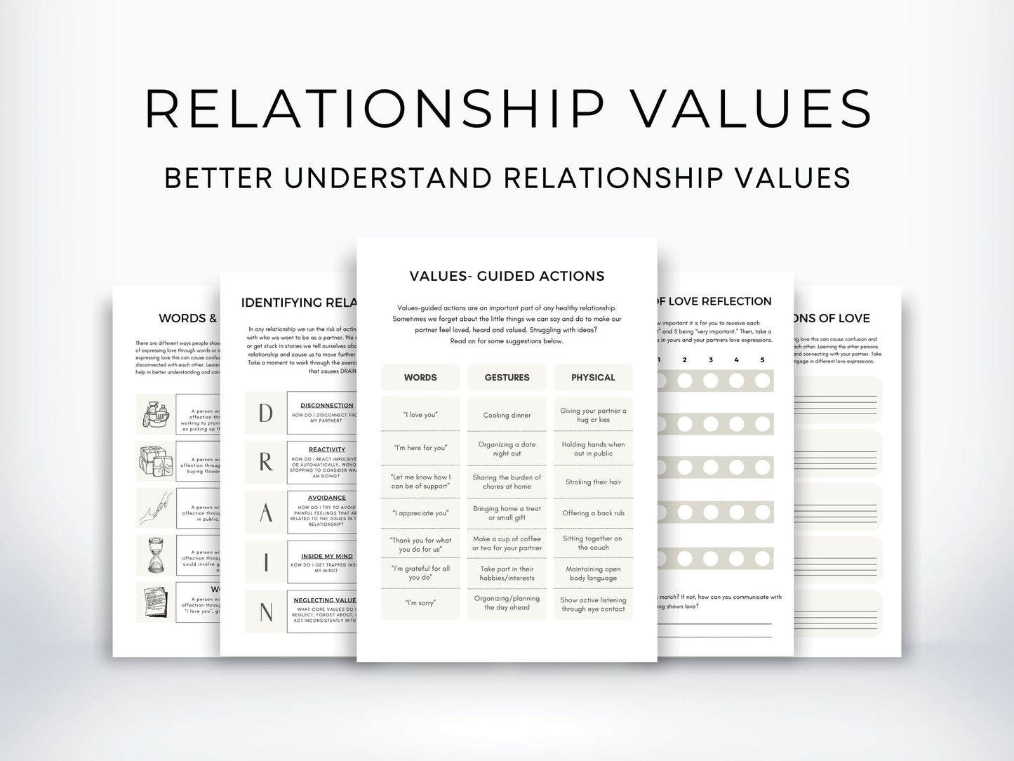 Relationship Values Worksheets PDF