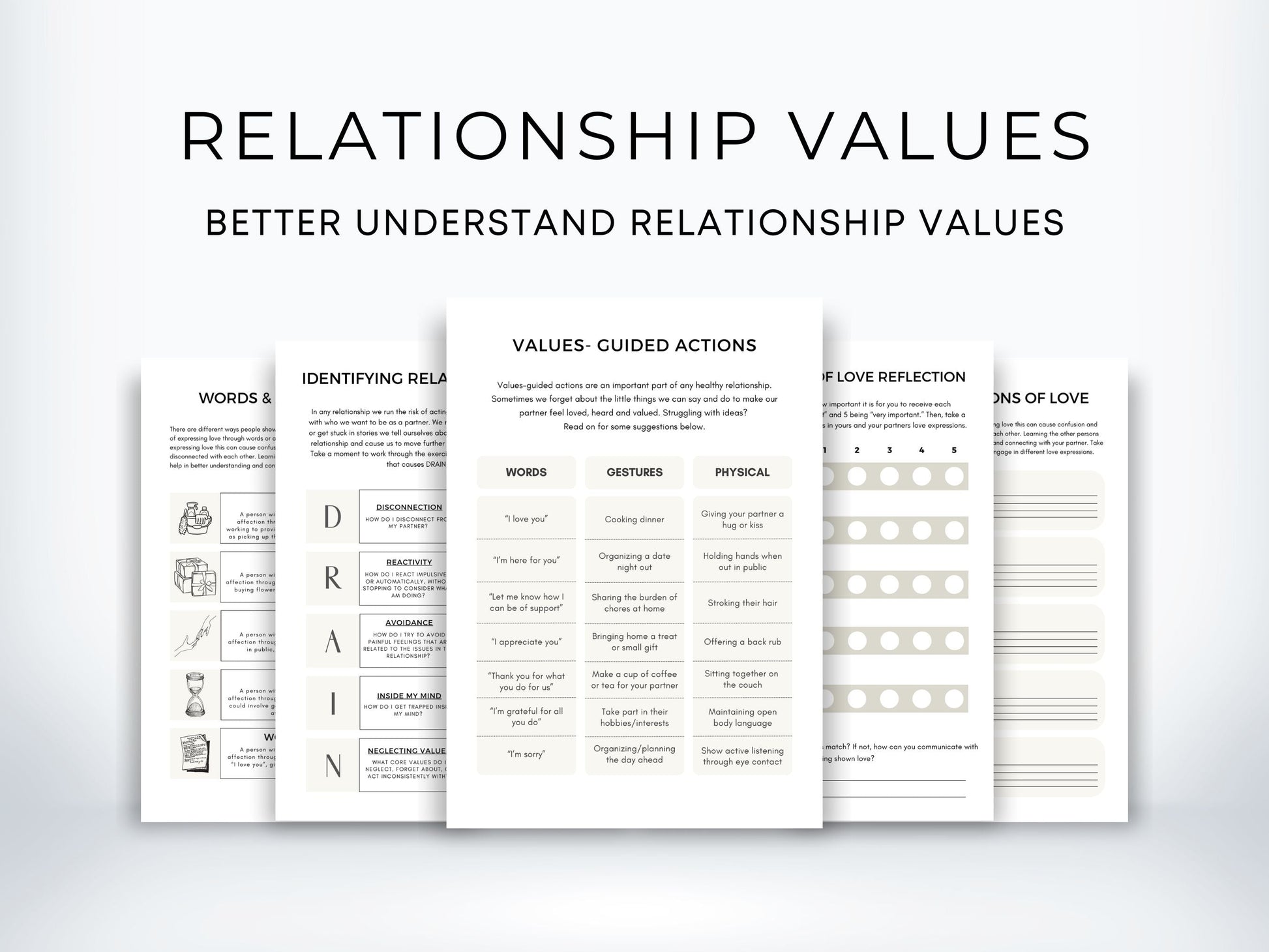 Relationship Values Worksheets PDF