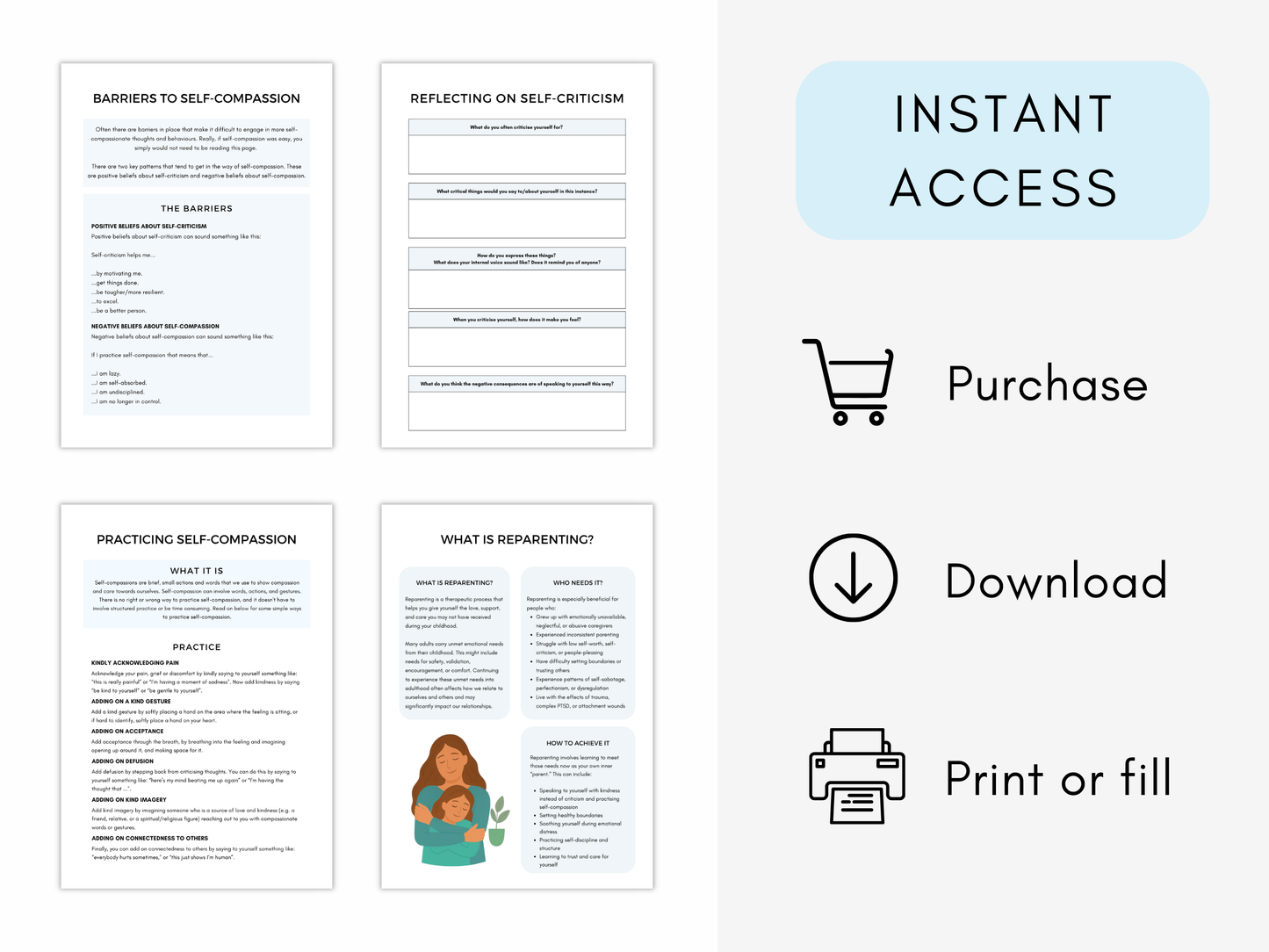 Reparenting and Inner Child Worksheets